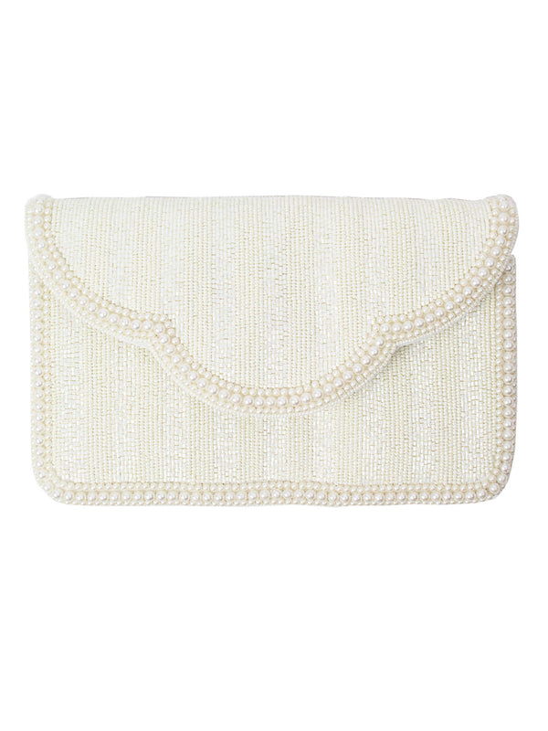 IVORY PERAL SCALLOPED  Clutch