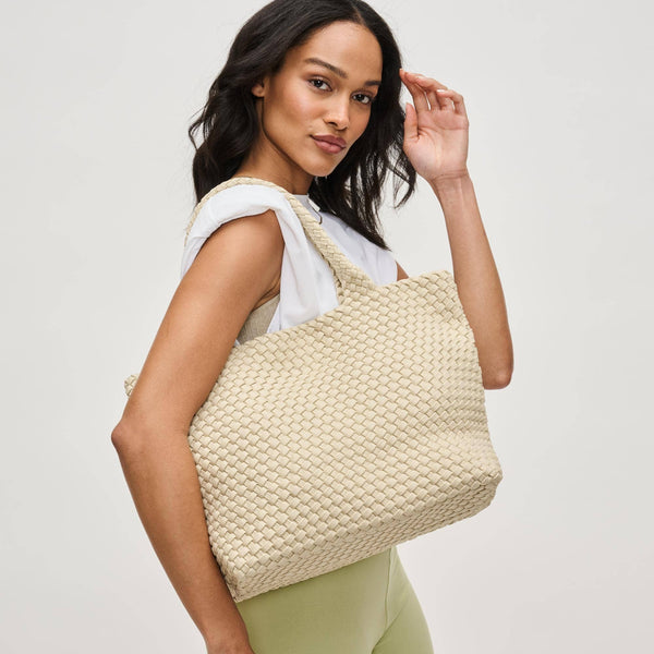 Sol and Selene - Sky's The Limit - Medium Laced Up Eco-Edition Tote: Beige