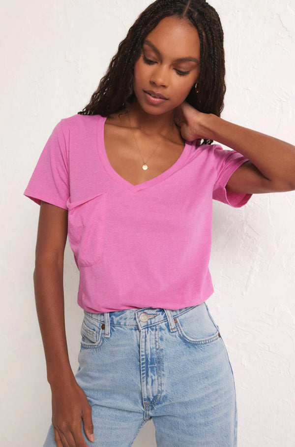 Z SUPPLY POCKET TEE IN PINK