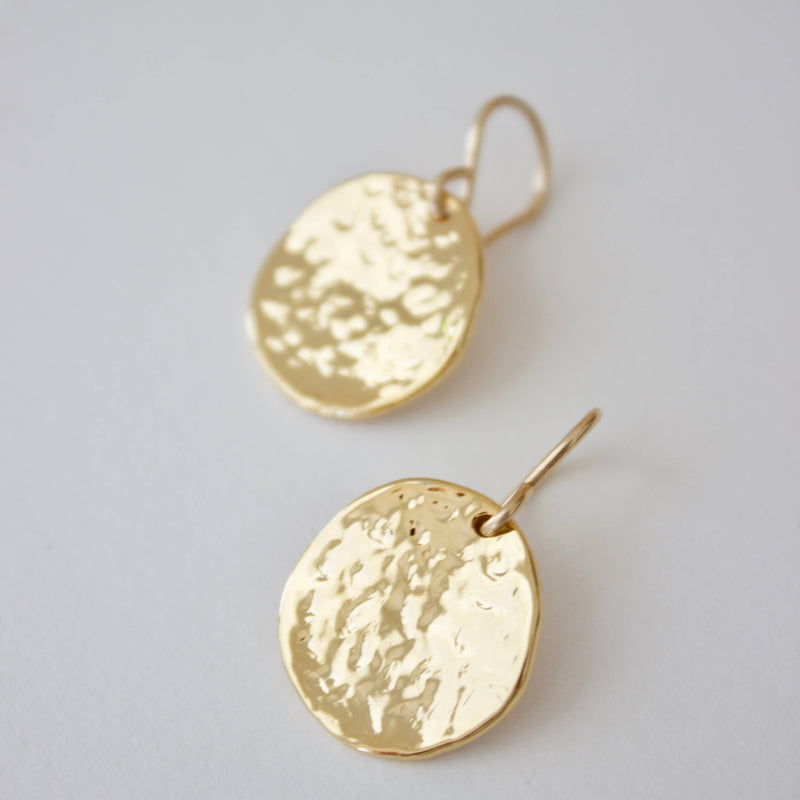 Katie Waltman Jewelry - Hammered Medallion Earrings: Gold