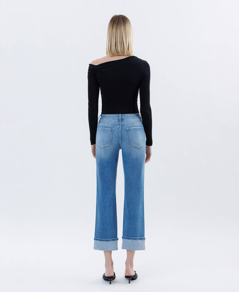 FLYING MONKEY - HIGH RISE CUFFED CROP STRAIGHT JEANS INSTINCTIVELY