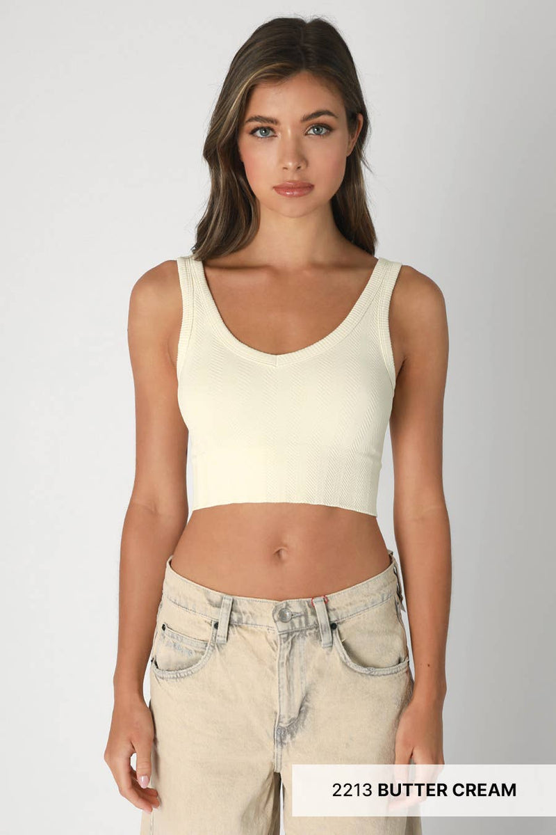 NIKIBIKI -m- Herringbone Crop Top: Island Aqua