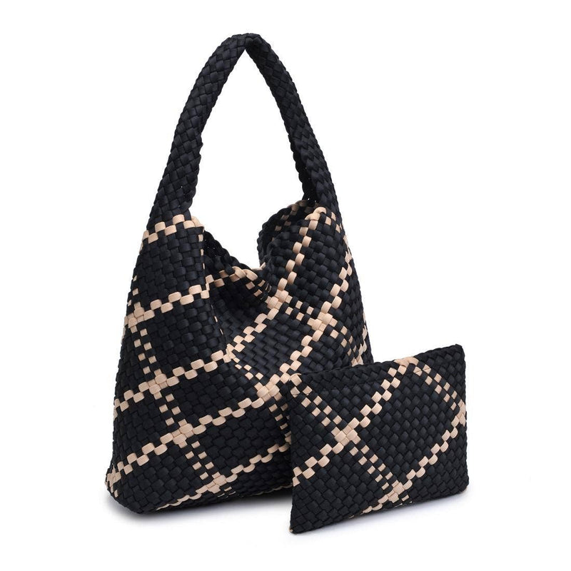 Sol and Selene - Celestial Woven Neoprene Hobo: Black Nude