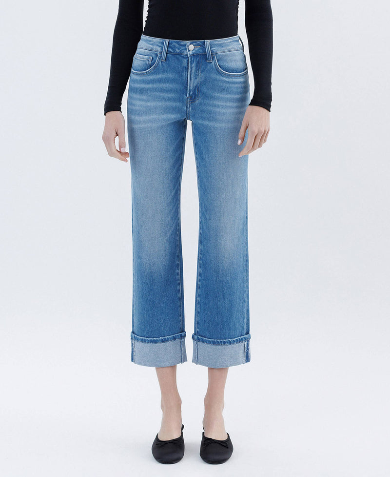 FLYING MONKEY - HIGH RISE CUFFED CROP STRAIGHT JEANS INSTINCTIVELY