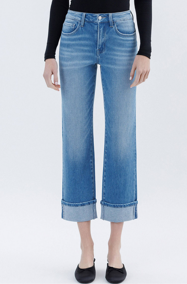 FLYING MONKEY - HIGH RISE CUFFED CROP STRAIGHT JEANS INSTINCTIVELY