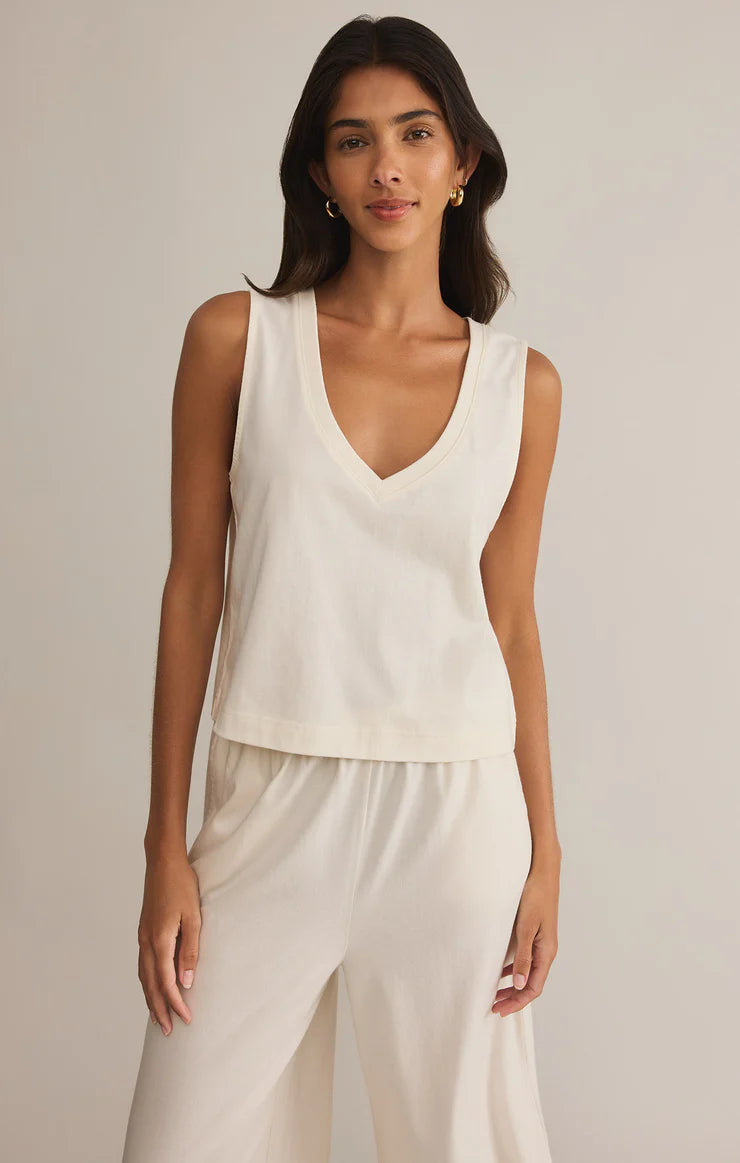 Z Supply Sloane V Neck Top: Sea Salt