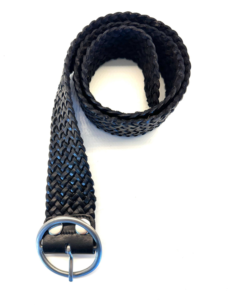 New! Limited Edition Black Leather Braided Belt: Black