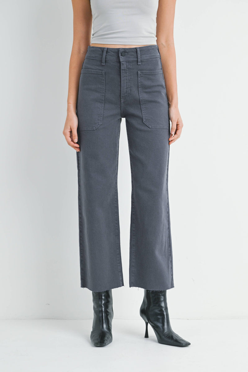 JUST BLACK DENIM - CHARCOAL - High Rise Utility Wide Leg