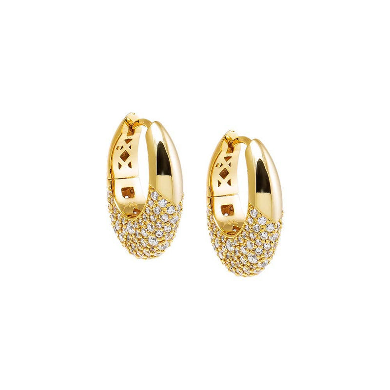 By Adina Eden - Pave CZ Graduated Huggie Earring: Gold