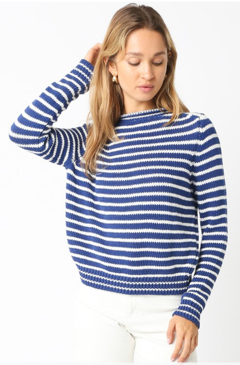 Olivaceous Beyond the Stripe Blue & White Striped Sweater