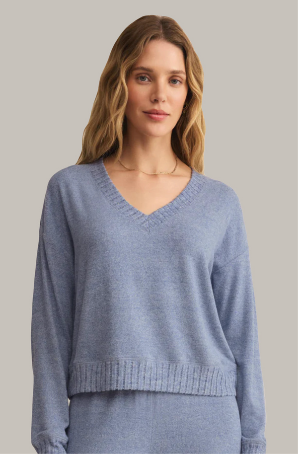 Z Supply: Courtney Long Sleeve Top in Blue Velvet