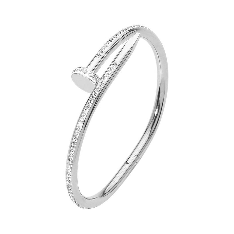Sensibling Corp: Stone Paved Hinged Bangle Bracelet in Gold