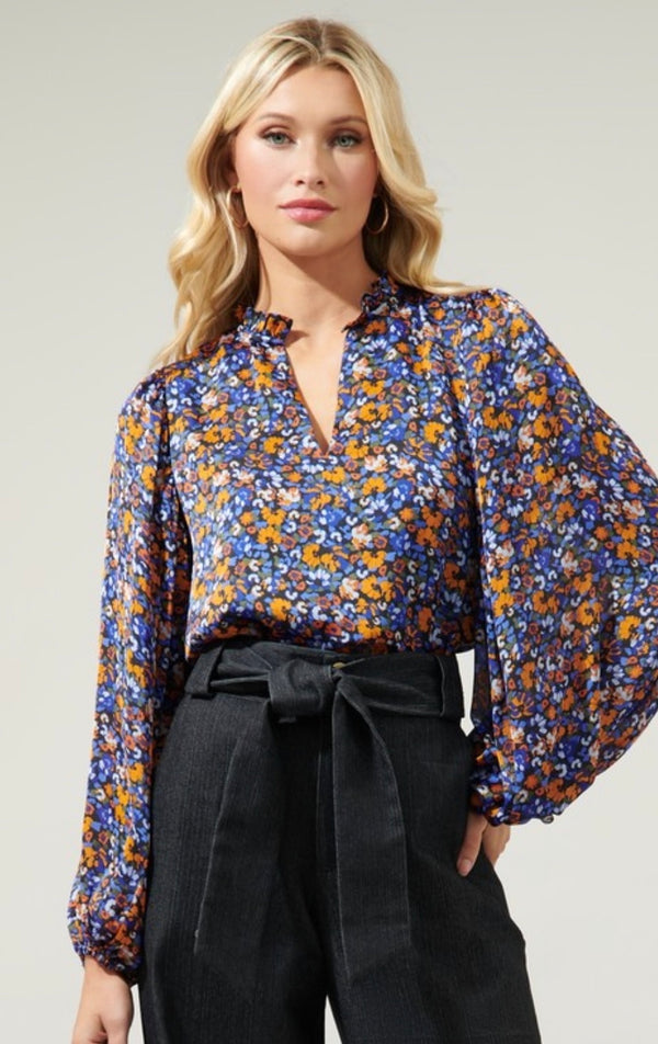 SUGAR-LIPS-  begonia floral blouse