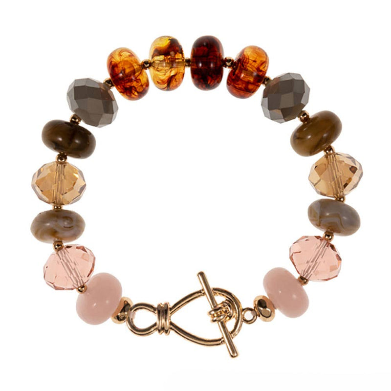 Sensibling Corp: Ombre Chunky Multi Beads Stretch Bracelet in Neutral