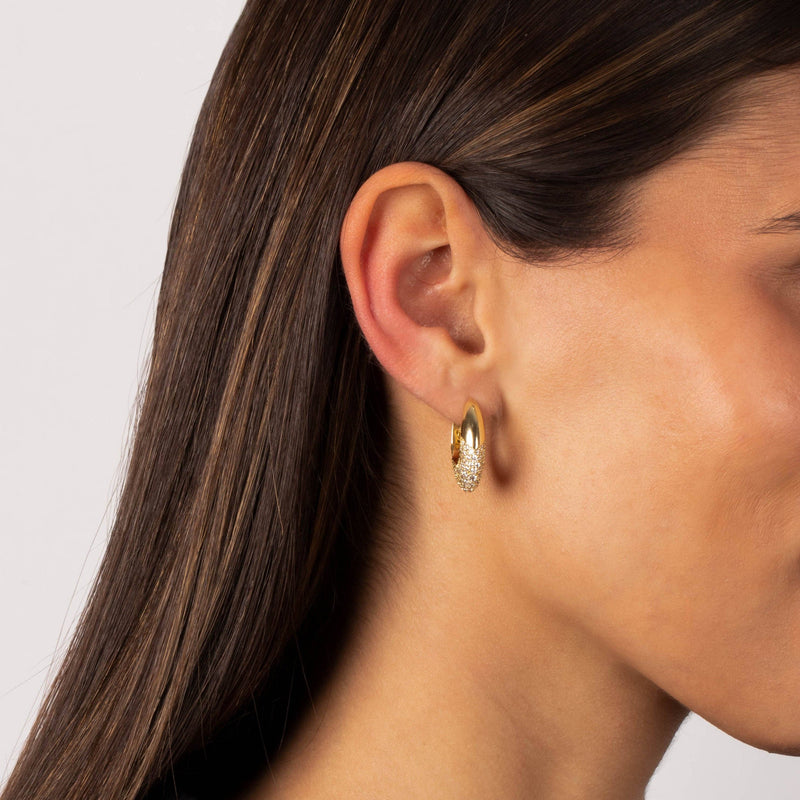 By Adina Eden - Pave CZ Graduated Huggie Earring: Gold