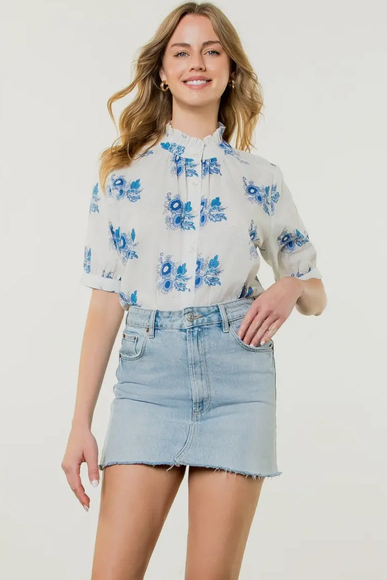 THML  floral white button down