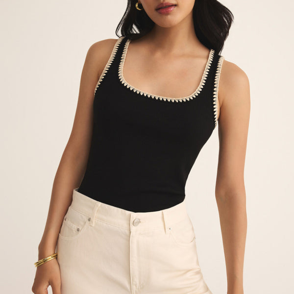 【2025】お歳暮・冬ギフト Jaidynn Supply Z Whipstitch Hudson&Ash – Black Top: Tank トップス