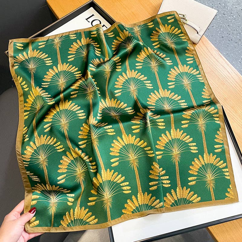 SueSilkHK: Green With Gold Flowers 100% Mulberry silk scarf