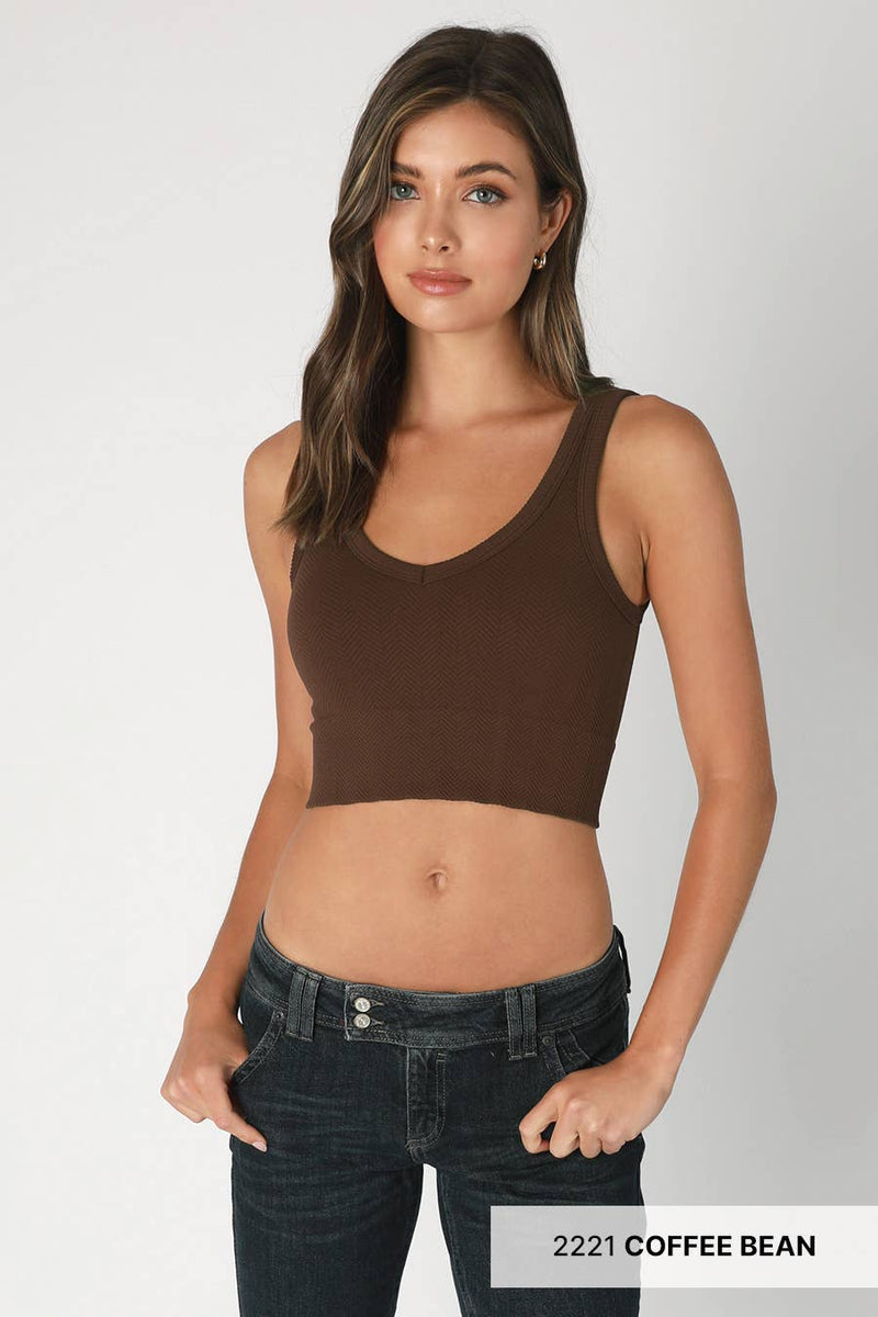 NIKIBIKI -- Herringbone Crop Top: Peachy Pink