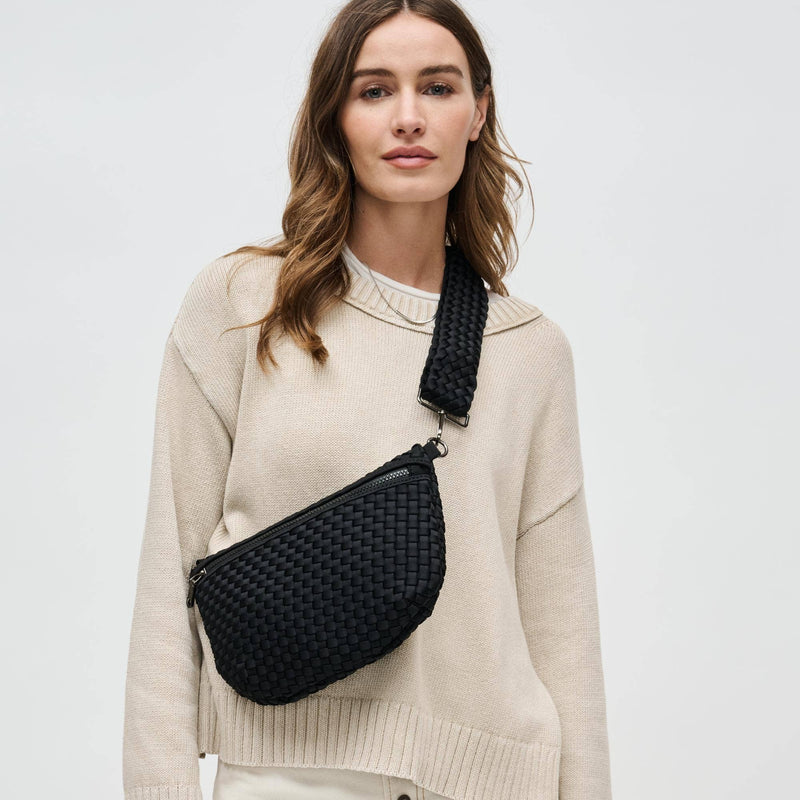 Sol and Selene - Ethereal - Woven Neoprene Crossbody: Sand Black