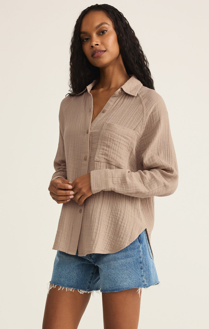 Z Supply The Perfect Airy Top: Iced Coffee