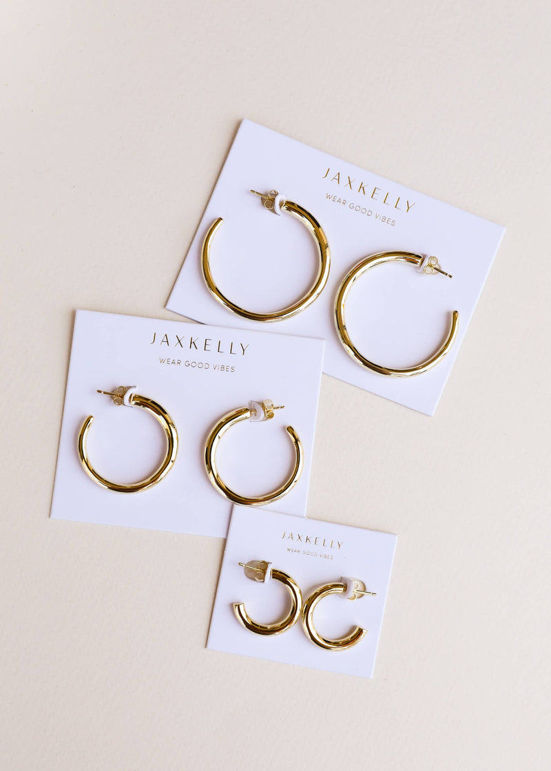 JaxKelly - Gold Hoop - Smooth - Earrings