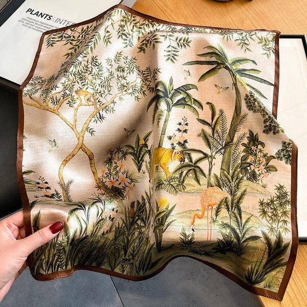 SueSilkHK: Vintage Jungle Animals 100% Mulberry Silk Scarf