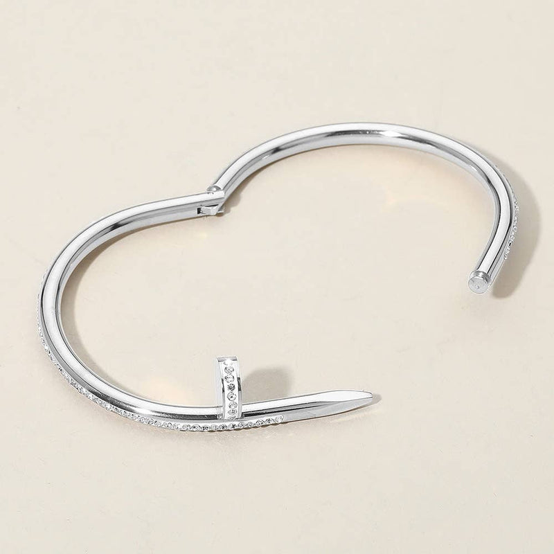 Sensibling Corp: Stone Paved Hinged Bangle Bracelet in Gold