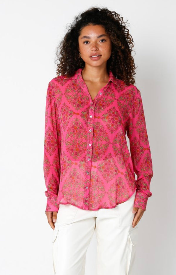 Olivaceous -Hot Pink Sheer Blouse
