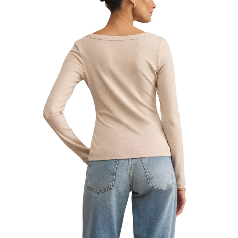 Z Supply: Second Skin Scoop Neck Top in Oatmeal Heather