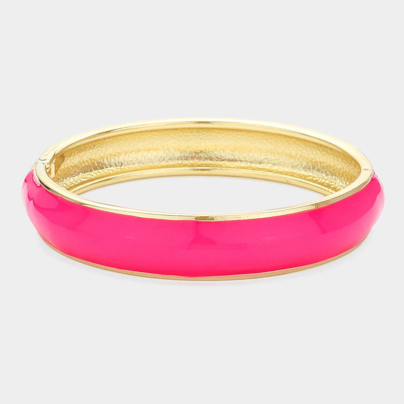 Sensibling Corp: Enamel Hinged Bangle Bracelet in Red