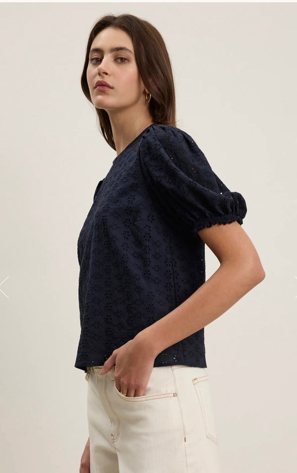 Velvet by Graham & Spencer: Dalyn Eyelet Top in Ink