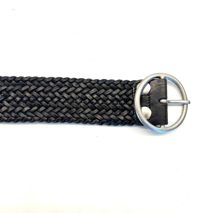 New! Limited Edition Black Leather Braided Belt: Black