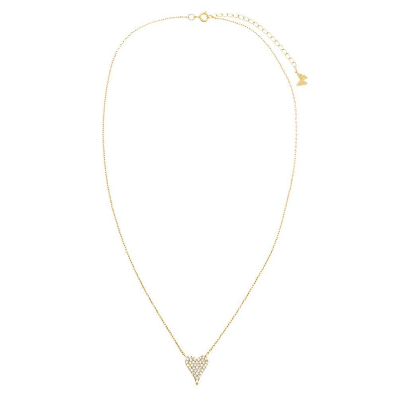 By Adina Eden - Pave CZ Elongated Heart Necklace: Gold / 13MM