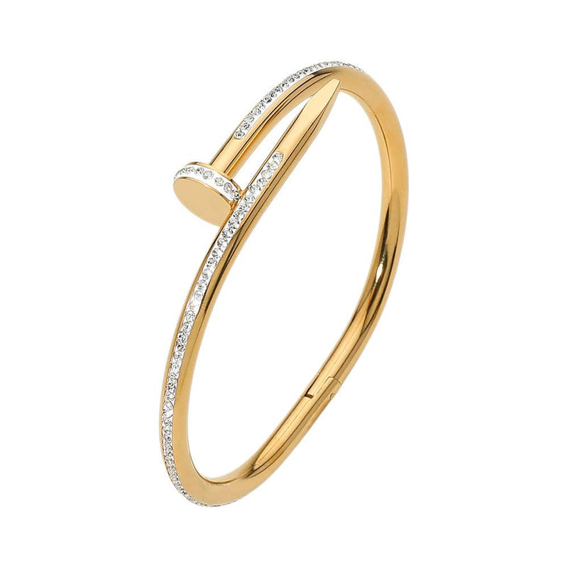 Sensibling Corp: Stone Paved Hinged Bangle Bracelet in Gold