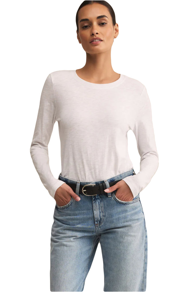 Z Supply: Modern Slub Tee Long Sleeves in White