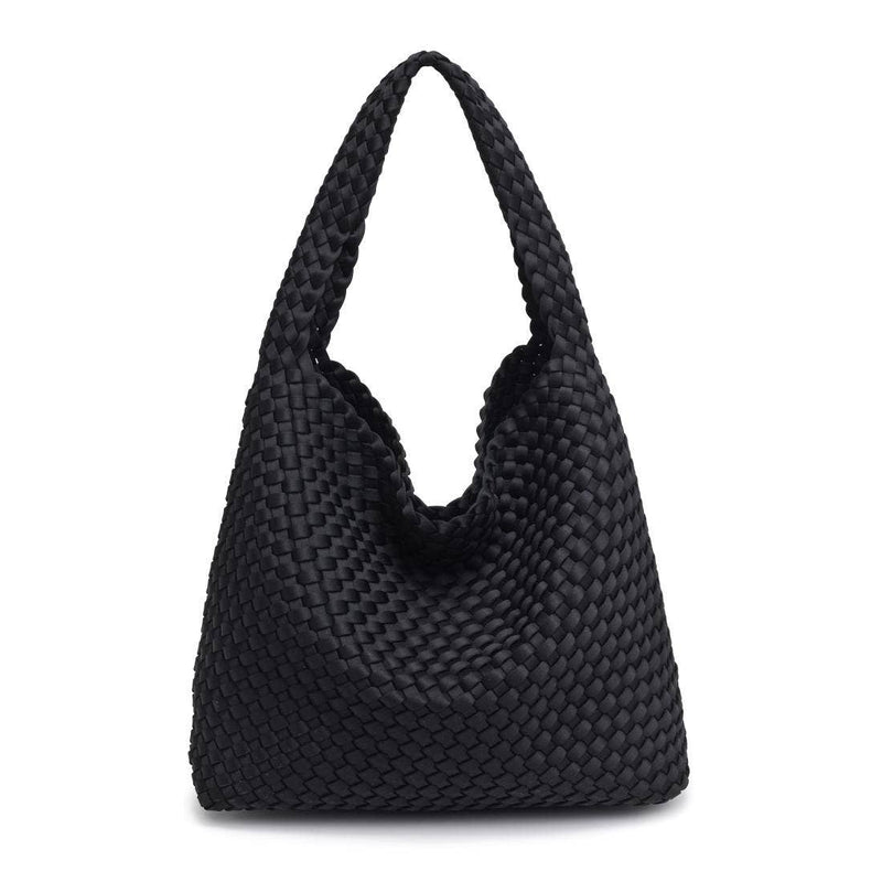 Sol and Selene - Celestial Woven Neoprene Hobo: Black Nude