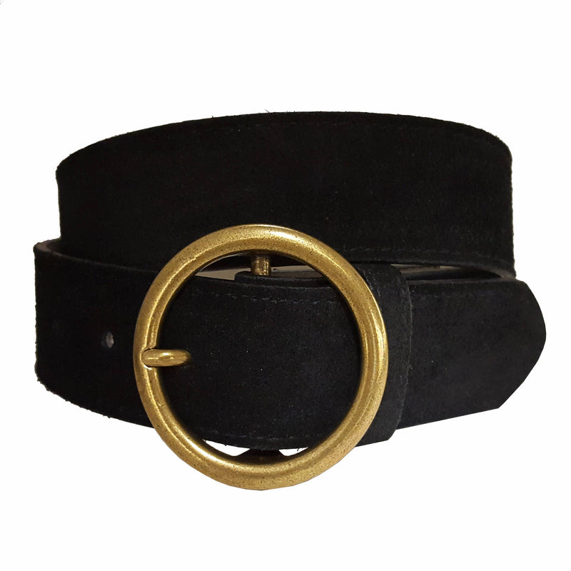 Axesoria West Genuine Cow Suede Leather Belt: Black / L