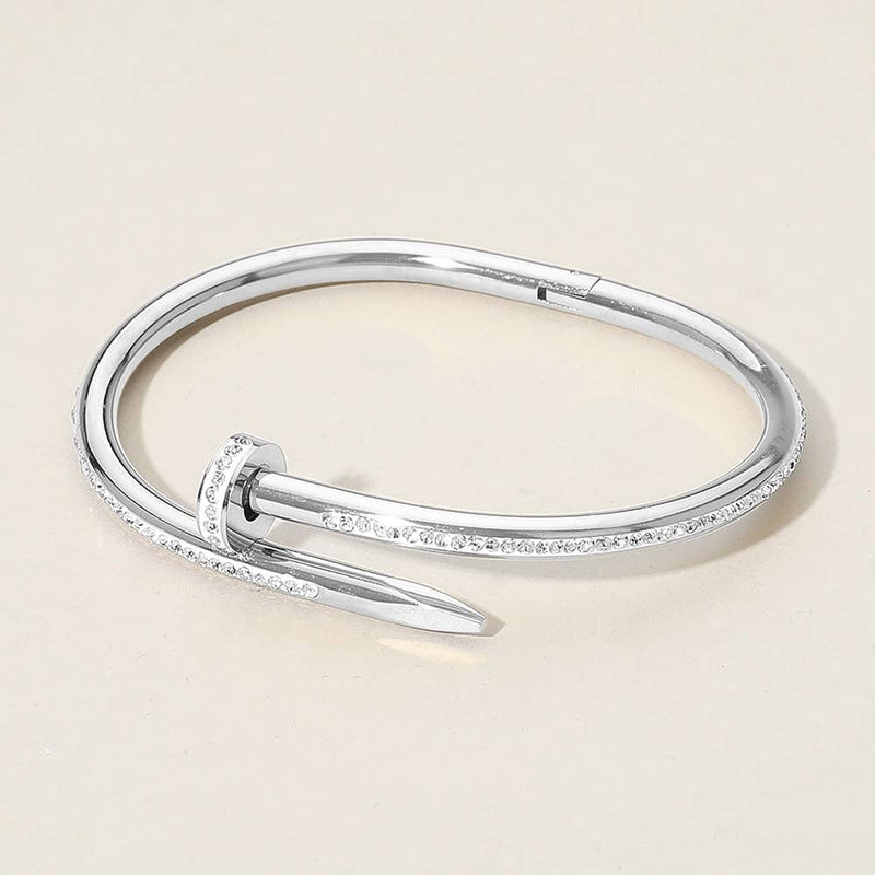 Sensibling Corp: Stone Paved Hinged Bangle Bracelet in Gold