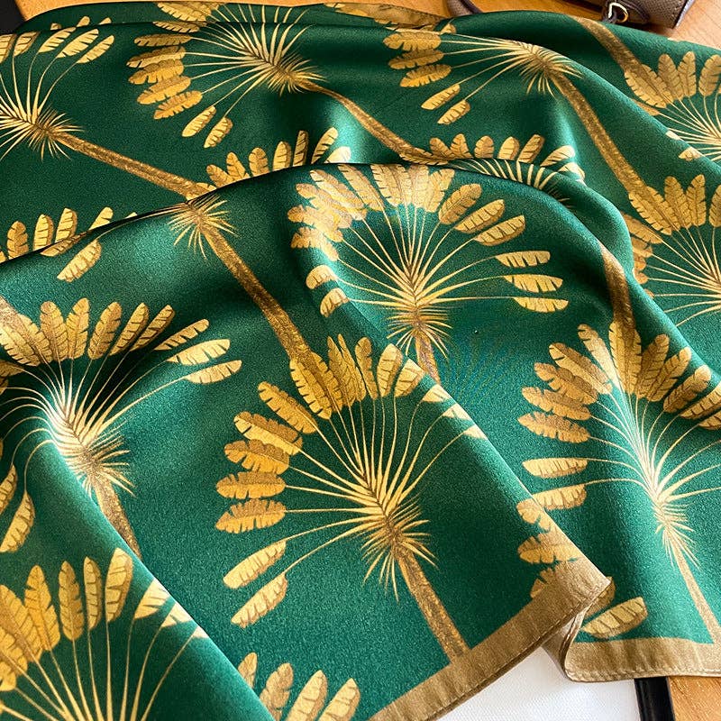 SueSilkHK: Green With Gold Flowers 100% Mulberry silk scarf