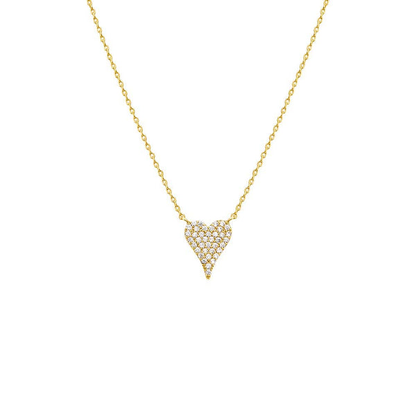 By Adina Eden - Pave CZ Elongated Heart Necklace: Gold / 13MM