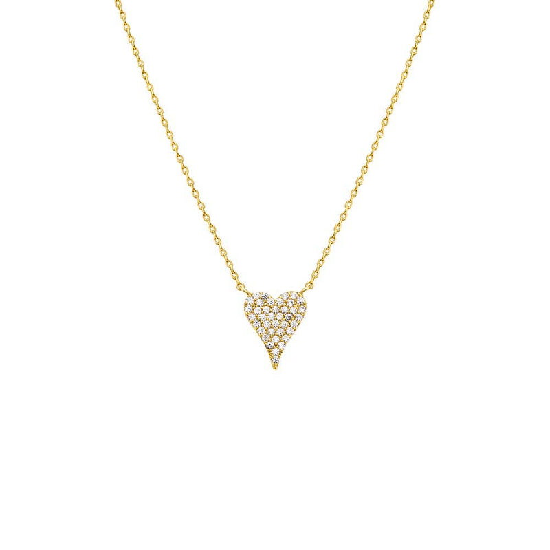 By Adina Eden - Pave CZ Elongated Heart Necklace: Gold / 13MM