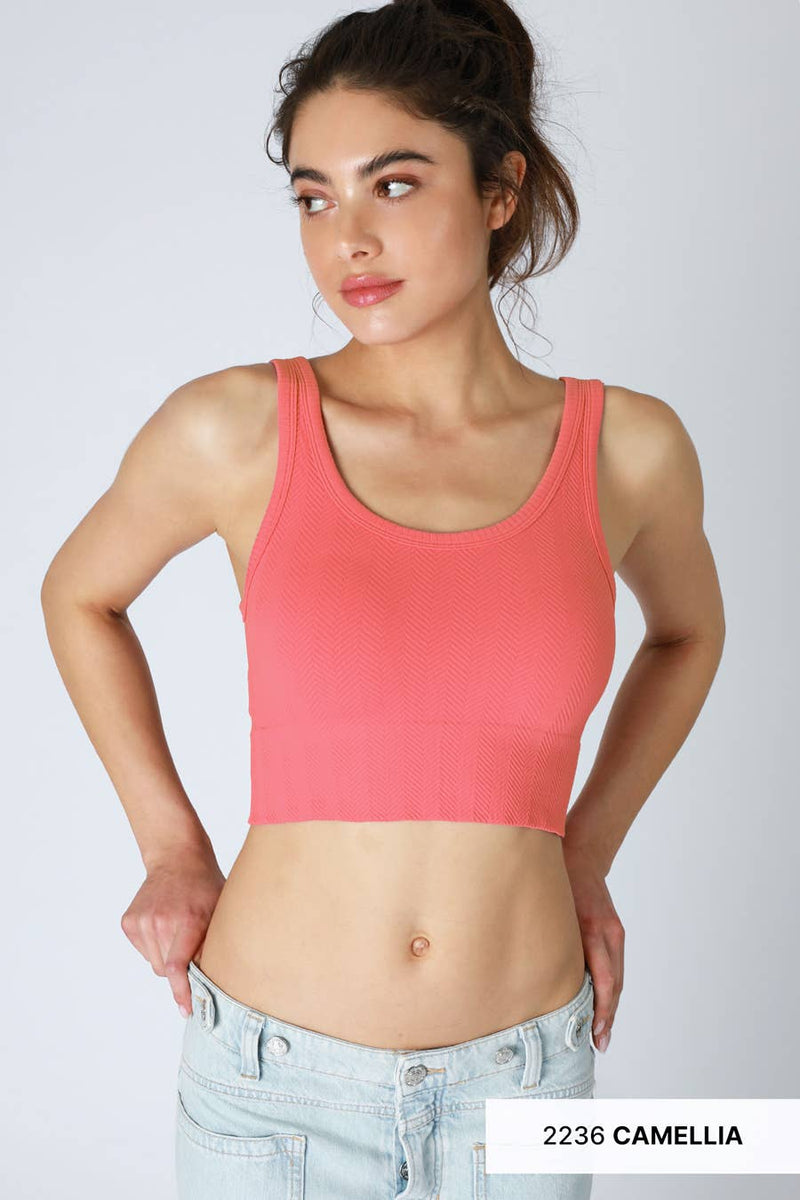 NIKIBIKI -- Herringbone Crop Top: Peachy Pink