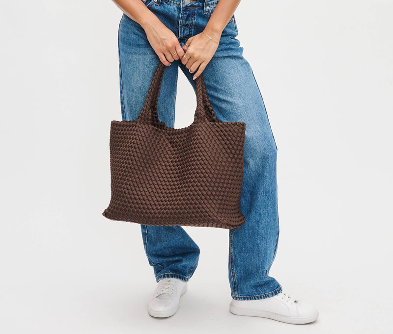 Sol and Selene - Sky's The Limit - Large Woven Neoprene Tote: Chocolate