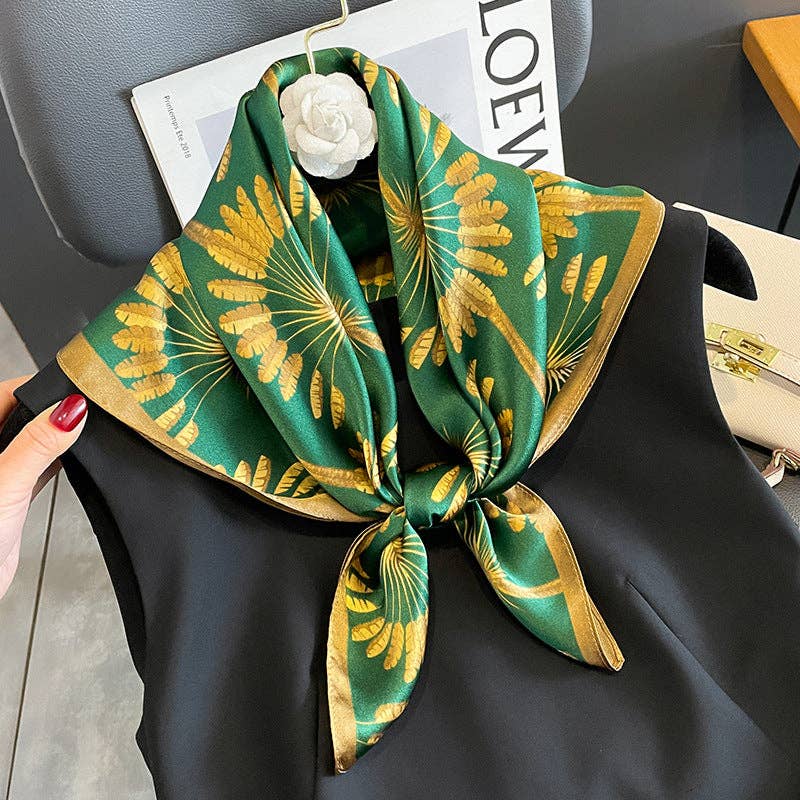 SueSilkHK: Green With Gold Flowers 100% Mulberry silk scarf