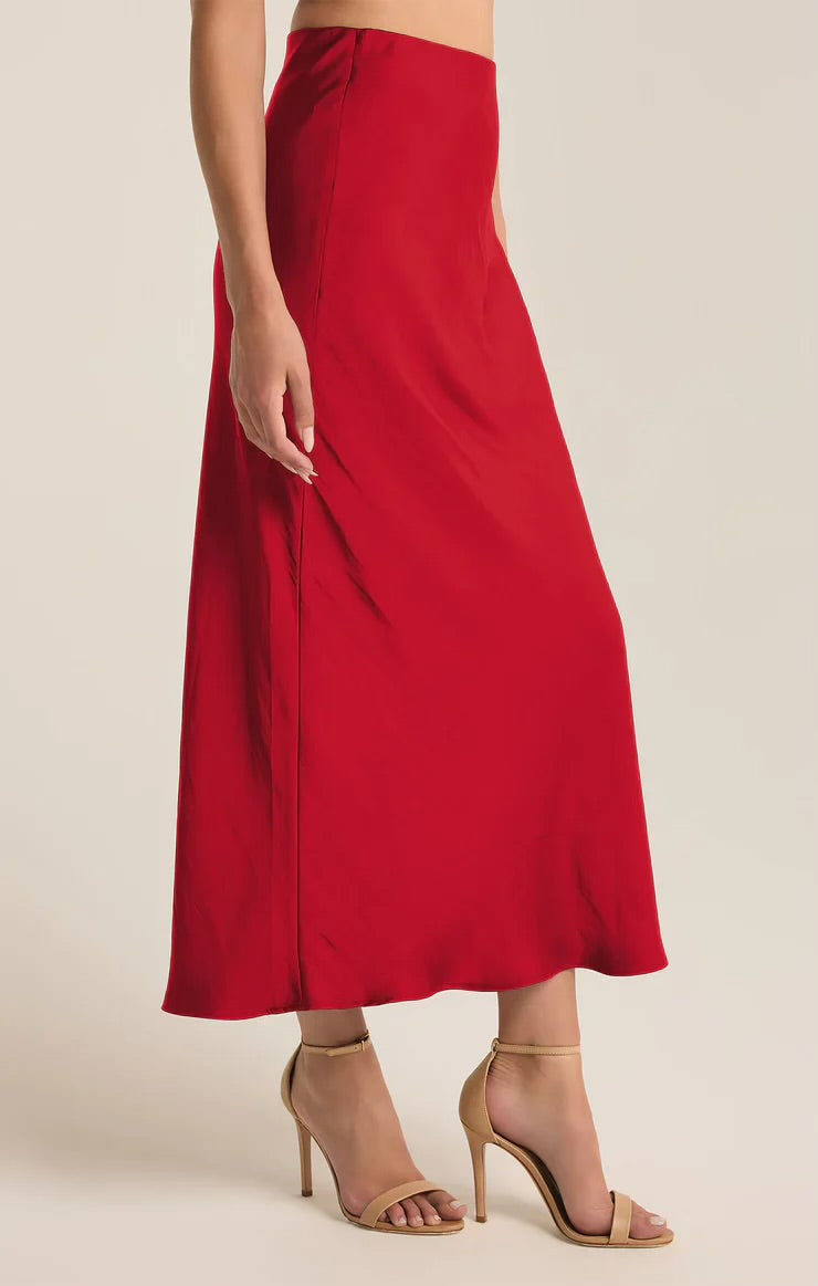 Z Supply Europa Luxe Sheen Skirt - Haute Red