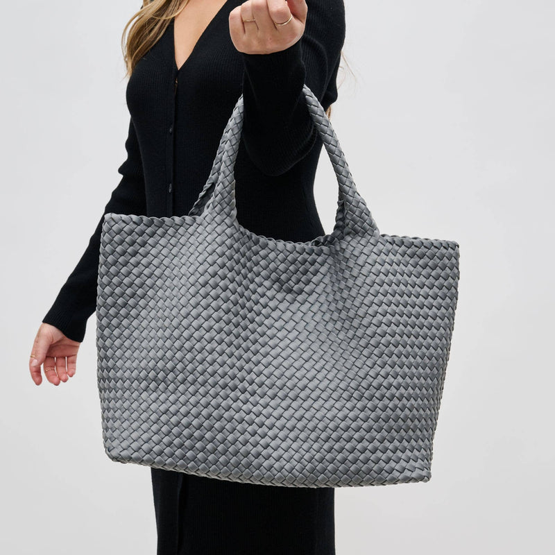 Sol and Selene - Sky's The Limit - Large Woven Neoprene Tote: Chocolate