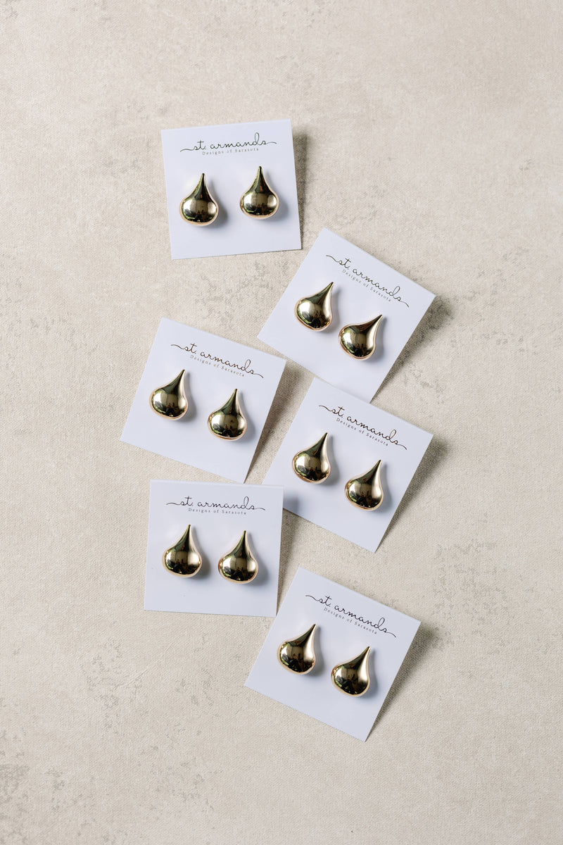 St Armands Designs of Sarasota - 1 Inch Gold Teardrop Statement Stud