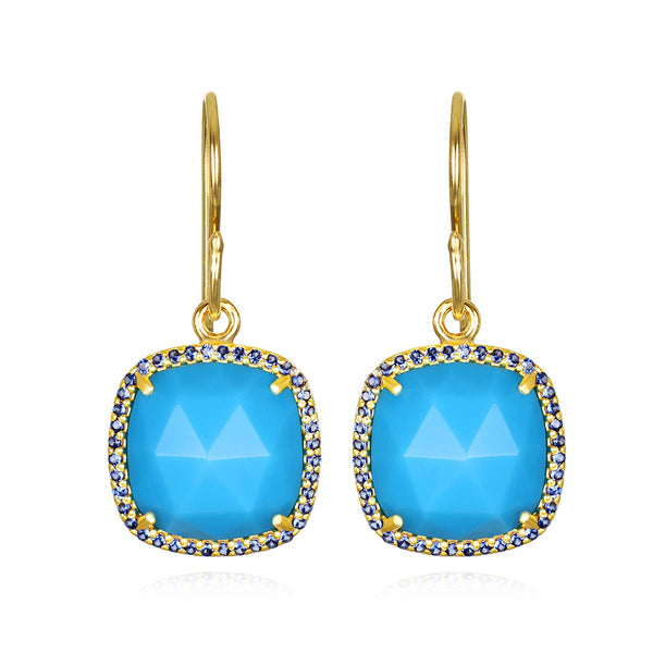 Amelia Rose Jewelry Paris Cushion Cut Dangles: Turquoise