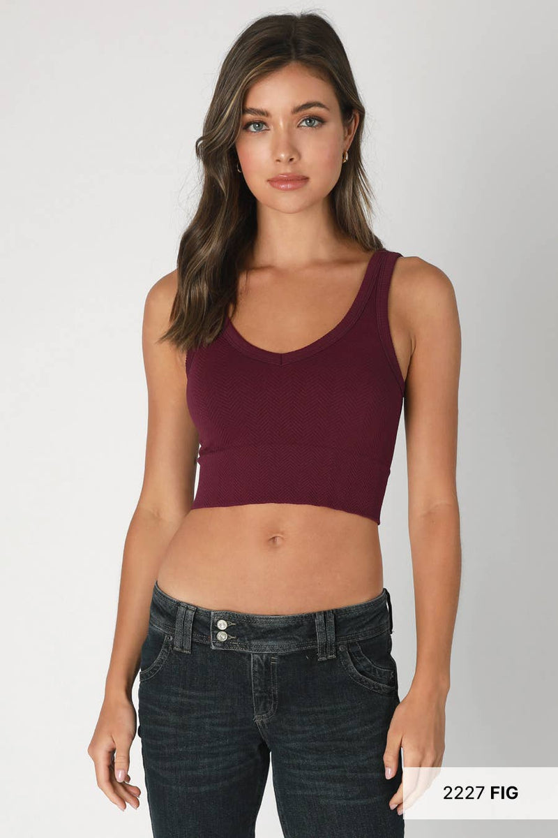 NIKIBIKI - Herringbone Crop Top: Coffee Bean